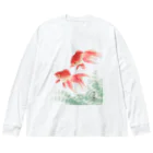 MUGEN ARTの二匹の金魚　小原古邨作品編集　日本のアートTシャツ＆グッズ ビッグシルエットロングスリーブTシャツ