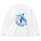 dolphineの可愛いイルカ ビッグシルエットロングスリーブTシャツ