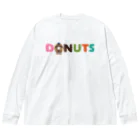 Drecome_Designのドーナッツ ロゴ x キャラメルウォールナッツ Big Long Sleeve T-Shirt