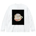 みにゆん　ねこのBathing puppy ビッグシルエットロングスリーブTシャツ