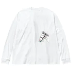 ユルークうーまショップのあし毛のモグモグ馬 Big Long Sleeve T-Shirt