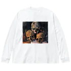 世界美術商店の積み重ねた骸骨 / Pyramid of Skulls ビッグシルエットロングスリーブTシャツ