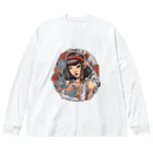 streetsnapの可愛いタトゥーだらけの女性、片面プリントTシャツ、期間限定 Big Long Sleeve T-Shirt