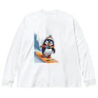 Gloriousのペンギンの冒険スノーボードパーティ ビッグシルエットロングスリーブTシャツ