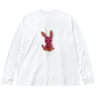 Rabbitflowerのガス欠うさ（ピンク） ビッグシルエットロングスリーブTシャツ