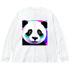 クリエイティブ・クリーチャーショップの蛍光ポップPANDA Big Long Sleeve T-Shirt