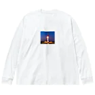 swanの夕焼けのロケット ビッグシルエットロングスリーブTシャツ