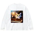 kitten pianistの子猫ピアニスト-1 ビッグシルエットロングスリーブTシャツ