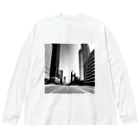 animaltennensuiの都市の鼓動：白黒で描くアーバンスケープ ビッグシルエットロングスリーブTシャツ