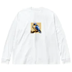 ラッキーマインあべむつきのドット絵の青い鳥 Big Long Sleeve T-Shirt