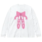 HONOMINEのピンクのバレエシューズ Big Long Sleeve T-Shirt