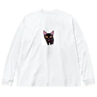 gatto solitario(物寂しげな猫)の黒猫 ビッグシルエットロングスリーブTシャツ