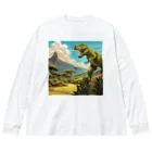 和彩-Wairoriのアニメ調　ティラノサウルス Big Long Sleeve T-Shirt