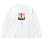 shibasannのフランスの風景のピクセルアート Big Long Sleeve T-Shirt