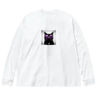 Moa_Mindの黒猫紫サングラス Big Long Sleeve T-Shirt