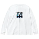  Neo Nature Threads（ネオ ネイチャー スレッズ）のモノクロ未来都市シルエットコート Big Long Sleeve T-Shirt