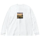 山のお散歩屋さんの朝の太陽グッズ ビッグシルエットロングスリーブTシャツ