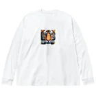 ki1962のドット絵で描かれた虎のアップ画像のプレミアムグッズ Big Long Sleeve T-Shirt