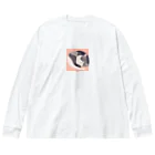 銀の時の寝ている猫のイラスト Big Long Sleeve T-Shirt