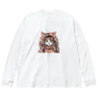 猫の憩い場の美人な猫 ビッグシルエットロングスリーブTシャツ