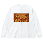 Mottan‘s Art Goods Shopの見ざる・聞かざる・言わざる　See no evil, hear no evil, speak no evil ビッグシルエットロングスリーブTシャツ