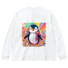 aki7sの笑顔のペンギン ビッグシルエットロングスリーブTシャツ