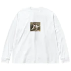 TAIYO 猫好きのフォトプリント美形白猫 Big Long Sleeve T-Shirt