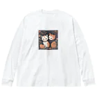 不思議なイラストのワンダーキャットイラストグッズ Big Long Sleeve T-Shirt