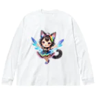 NexDreamの妖精のハロウィンフェス（黒猫2） ビッグシルエットロングスリーブTシャツ