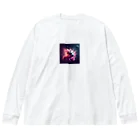 ワンダーワールド・ワンストップの宇宙の中でピンク色の煙を放ち爆発するサッカーボール③ Big Long Sleeve T-Shirt