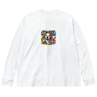 Tiny Cute Crittersのカラフルないぬ Big Long Sleeve T-Shirt