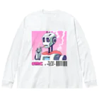 おもちショップの一服ロボットさん ビッグシルエットロングスリーブTシャツ