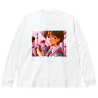 倒産した制作会社の倉庫で発見された幻のアニメの「湘南妄想族R」| 90s J-Anime "Shonan Delusion Tribe R" Big Long Sleeve T-Shirt