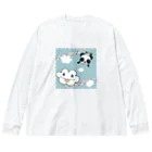 イラスト MONYAAT のズレぱんだちゃんとくもちゃん ビッグシルエットロングスリーブTシャツ