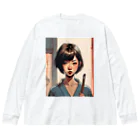 ワンダーワールド・ワンストップのおかっぱ頭のミステリアスな女性画家 Big Long Sleeve T-Shirt