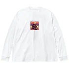 毎日がにゃんとも幸せ マサッチShopのレトロバイクドット　夕日編№４ Big Long Sleeve T-Shirt