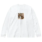kindonesiaのドット絵のベンガルキャット ビッグシルエットロングスリーブTシャツ