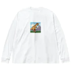 ROCKSWEBのドット絵　パキケファロサウルス Big Long Sleeve T-Shirt