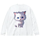 Hoshi_Hikariのホワイトにゃんこ ビッグシルエットロングスリーブTシャツ