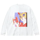 etwoshopの夕映え双猫 ビッグシルエットロングスリーブTシャツ