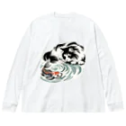 MakotOの猫と鯉（水墨画風） Big Long Sleeve T-Shirt