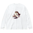 にゃんたれの怒っている太った猫 Big Long Sleeve T-Shirt