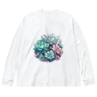 わんにゃんsucculentの多肉植物のイラスト Big Long Sleeve T-Shirt