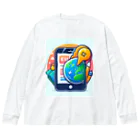 ワンダーワールド・ワンストップのスマホとユニークなキャラクター Big Long Sleeve T-Shirt