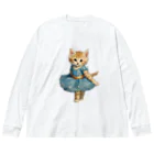 ハッピー・ディライト・ストアのバレリーナの子猫 ビッグシルエットロングスリーブTシャツ