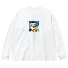 m222web-shopの白いcuteな子犬のグッズ ビッグシルエットロングスリーブTシャツ