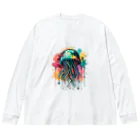 Moodifyのサイバーパンククラゲ　ミズクラゲ　水彩画スプラッシュ Big Long Sleeve T-Shirt