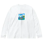 keita-sawadaのドット　ボラボラ島のオーバーウォーターバンガロー ビッグシルエットロングスリーブTシャツ
