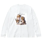 はんなり女史の毛糸玉と子猫 Big Long Sleeve T-Shirt