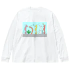 森図鑑の[森図鑑] 仲間に入れて（背景水色） Big Long Sleeve T-Shirt